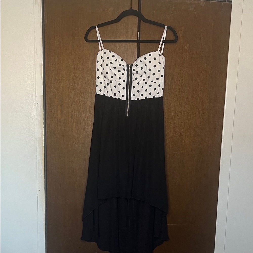 Polka Dot Black and White Strapless Dress